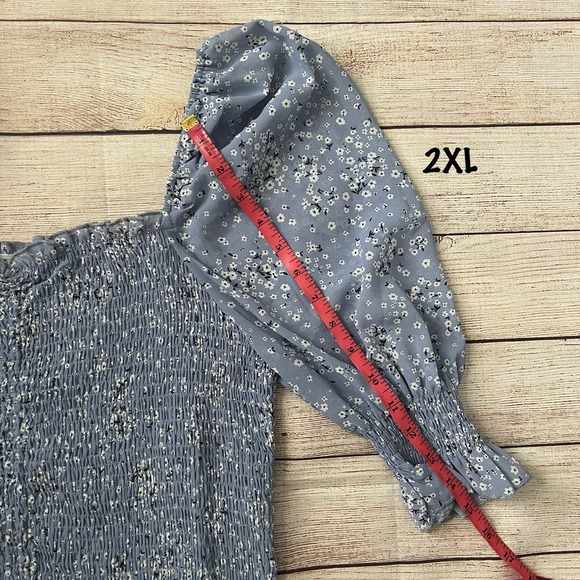 New Blush Bj Plus Size Ash Blue Floral Crop Top Women's Size 2XL - Picture 9 of 11